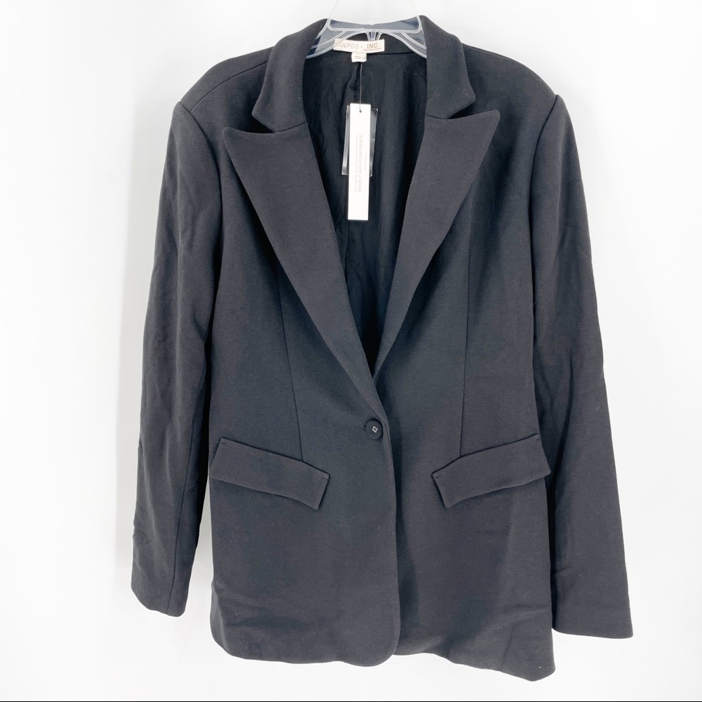 Cupos X INC International Concepts Black One Button Career Blazer